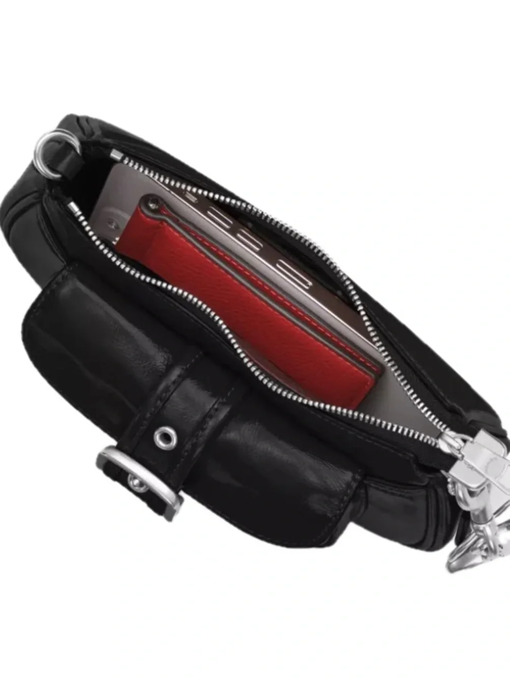COACH Mini Ashton Leather Shoulder Bag in Black Glazed Leather, New with Tags